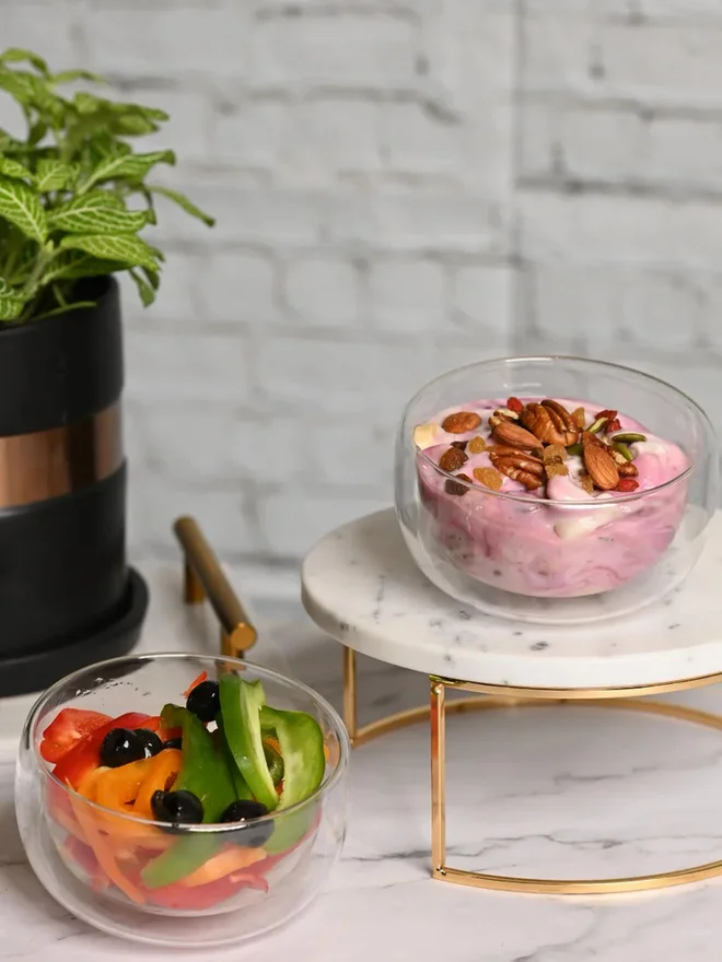 1 تشيس 1CHASE Set of 2 - Double Wall Borosilicate Salad 300ml